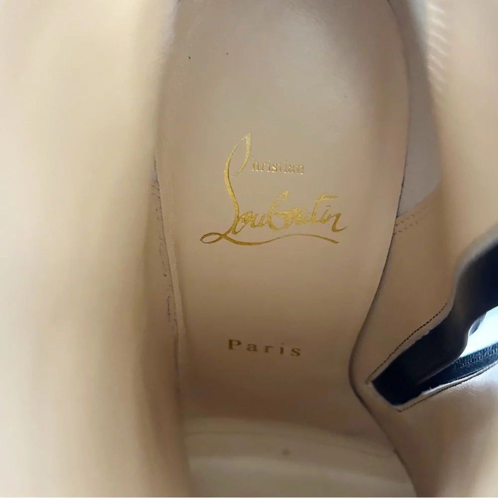 Christian Louboutin Fannylove 120 Black Leather Platform Boots Size EU 38.5